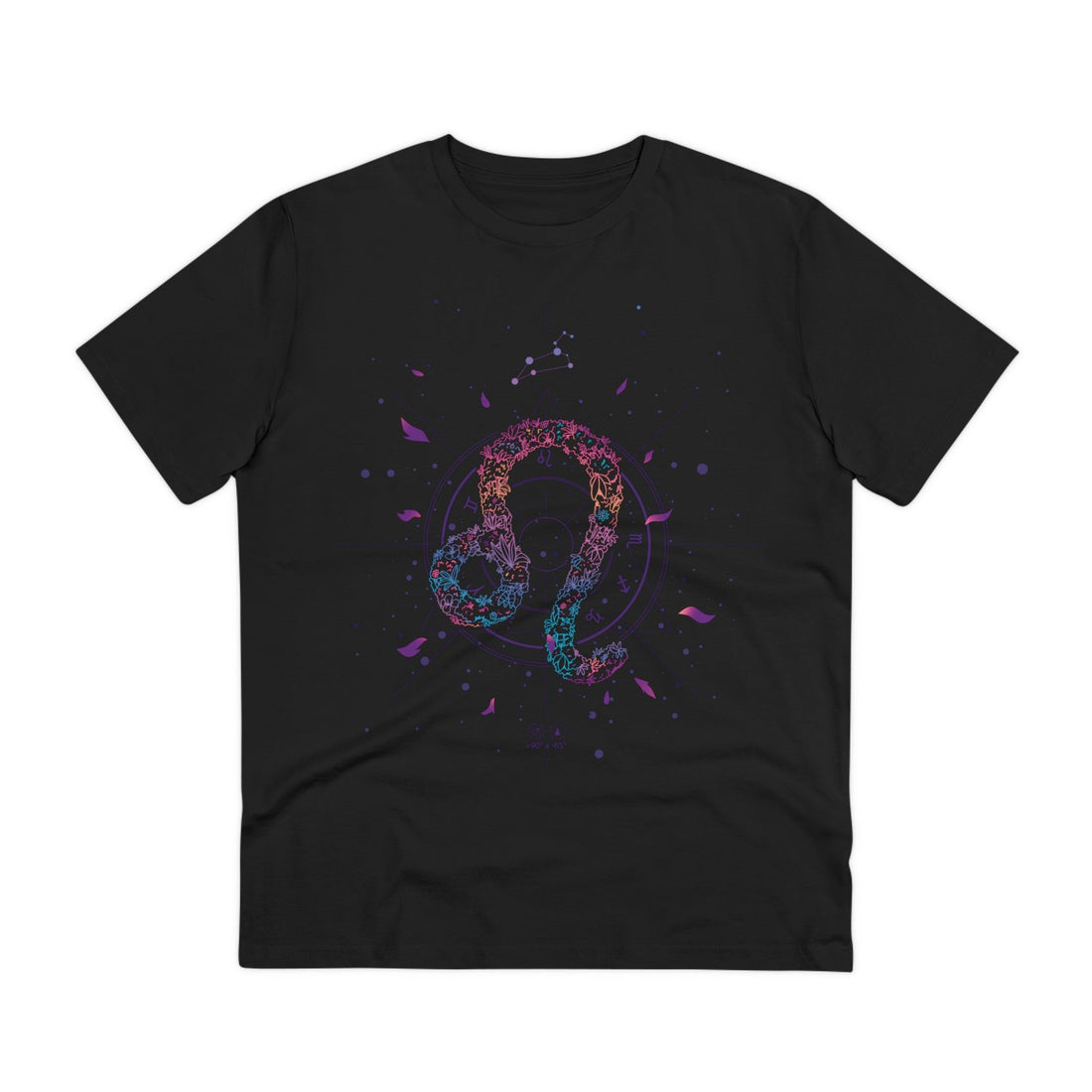 Printify T-Shirt Black / 2XS Leo Zodiac - Floral Zodiac Signs - Front Design
