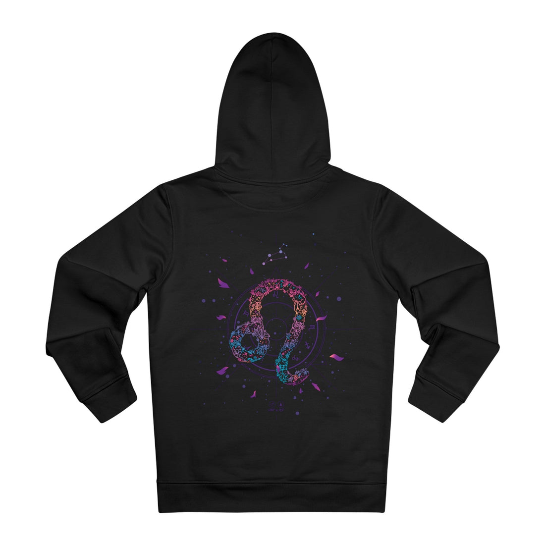 Printify Hoodie Black / M Leo Zodiac - Floral Zodiac Signs - Hoodie - Back Design