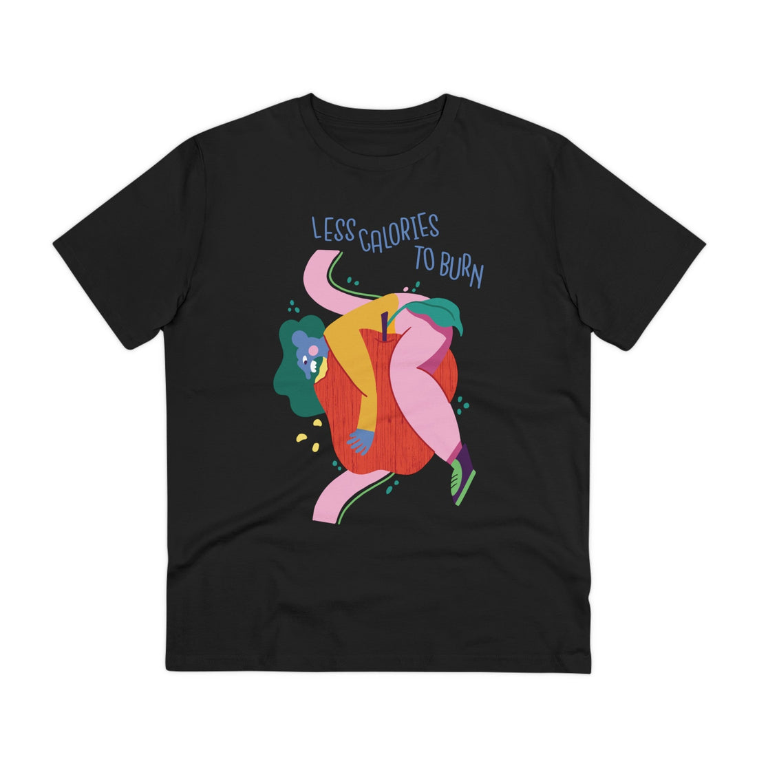 Printify T-Shirt Black / 2XS Less Calories to burn - Funny Vegatarian - Front Design