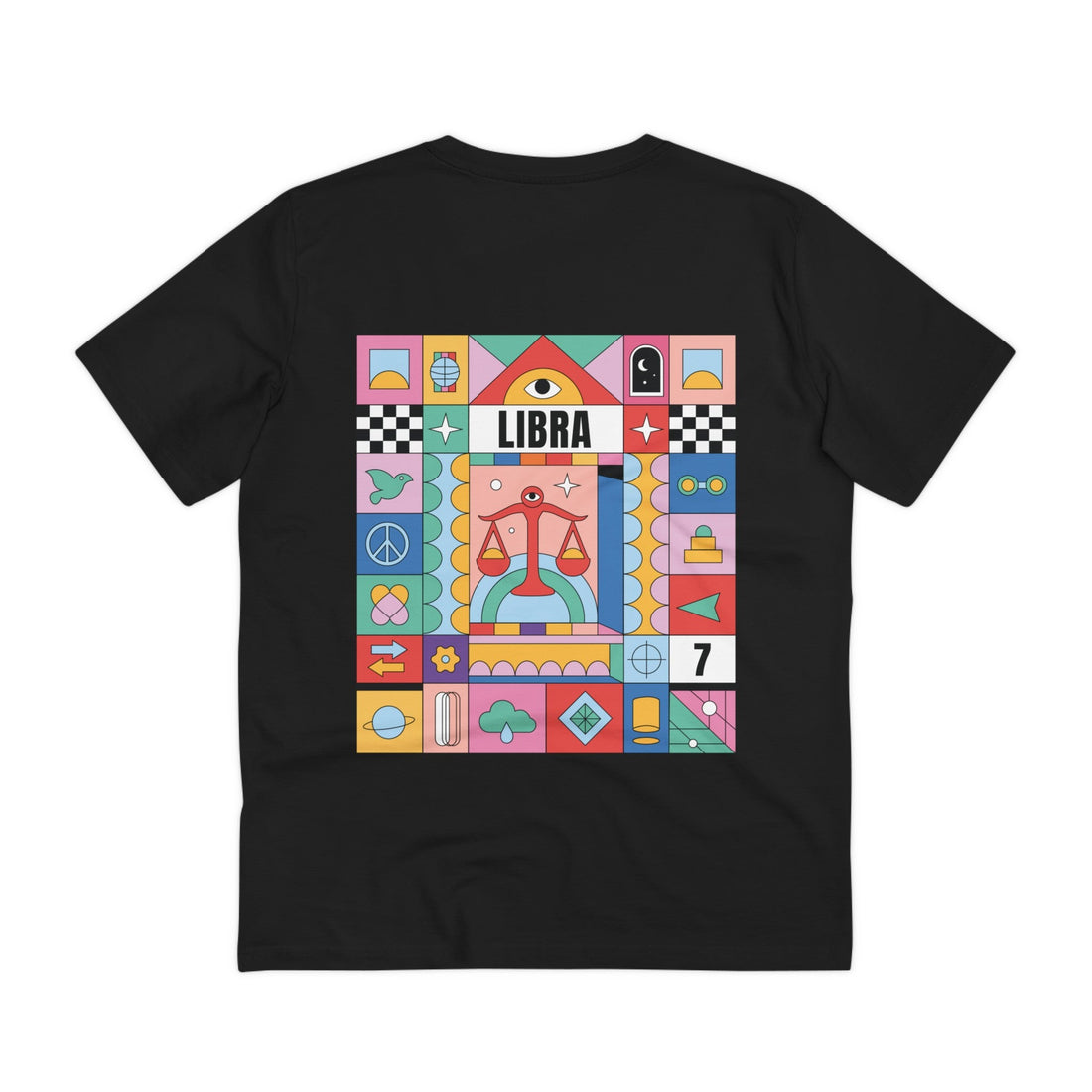 Printify T-Shirt Black / 2XS Libra - Colorful Zodiac - Back Design