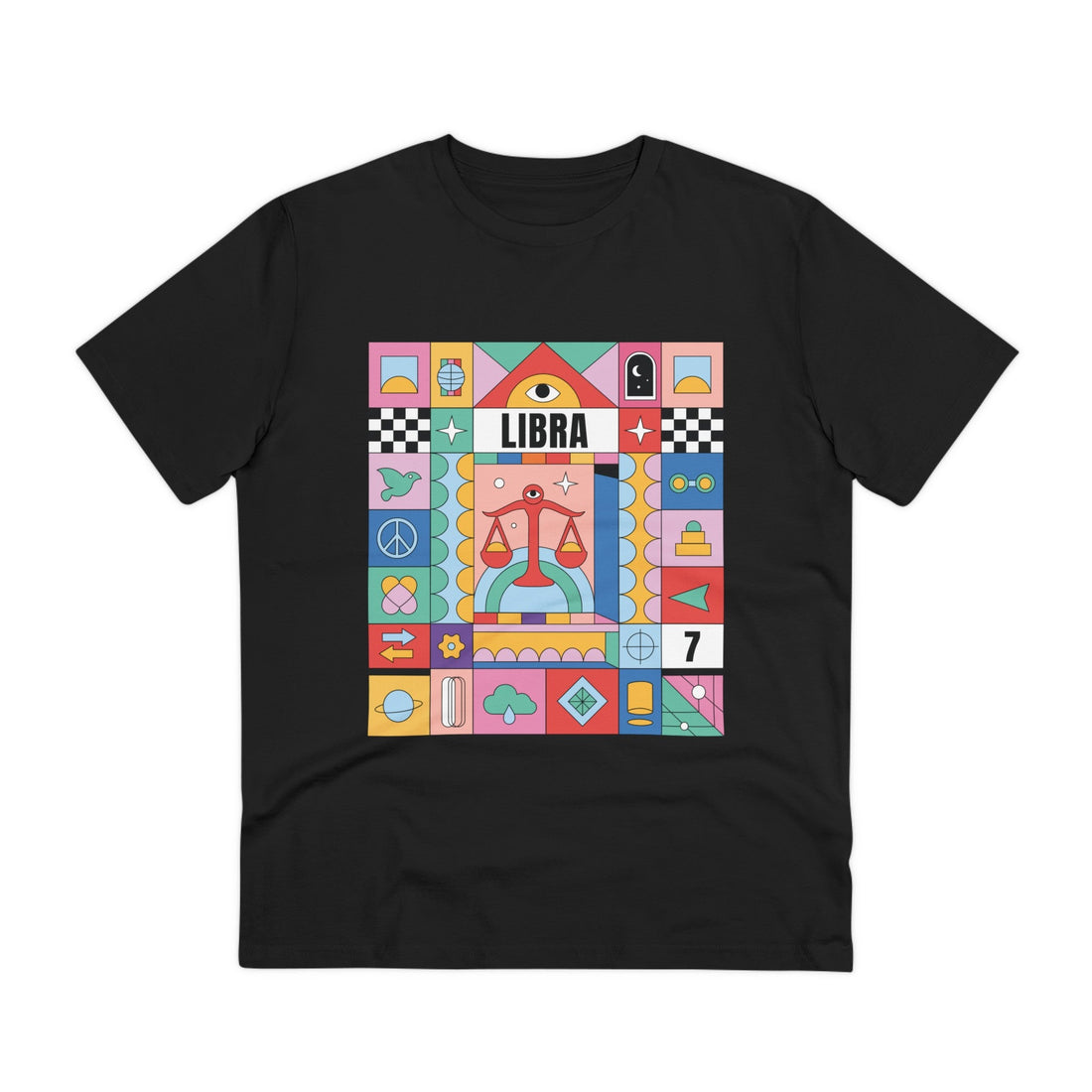 Printify T-Shirt Black / 2XS Libra - Colorful Zodiac - Front Design