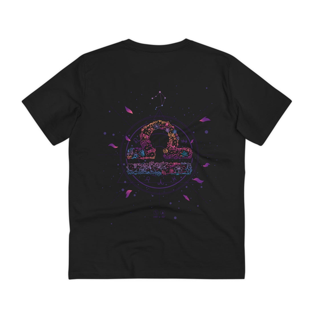 Printify T-Shirt Black / 2XS Libra Zodiac - Floral Zodiac Signs - Back Design