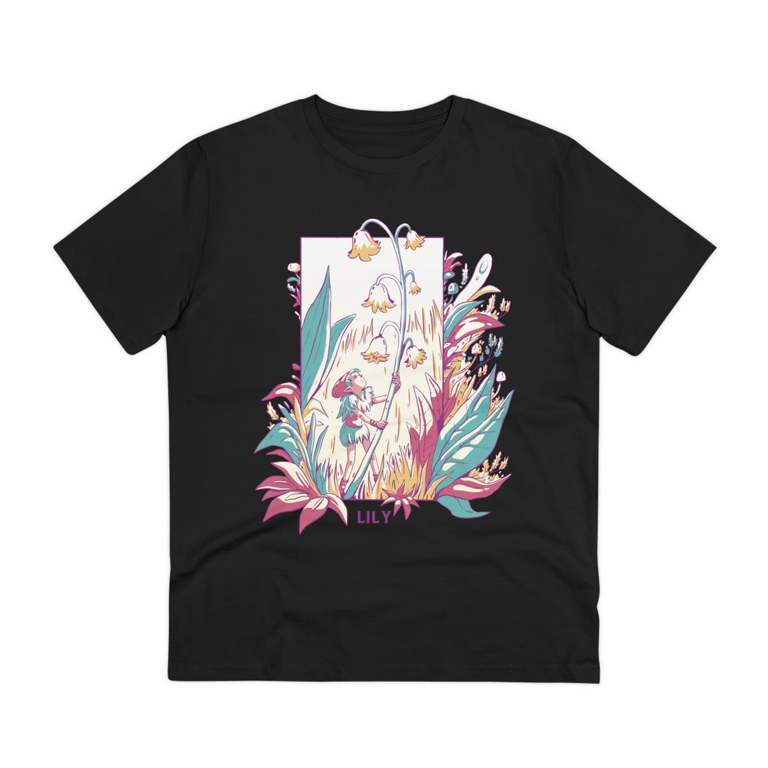 Printify T-Shirt Black / 2XS Lily - Flowers with Fairies - Front Design