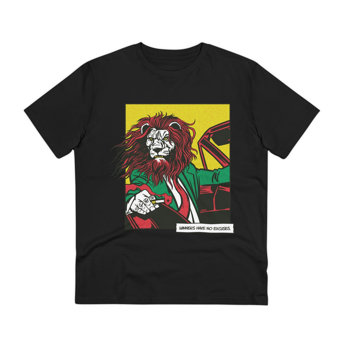 Printify T-Shirt Black / 2XS Lion driving - Comic Mafia - Front Design
