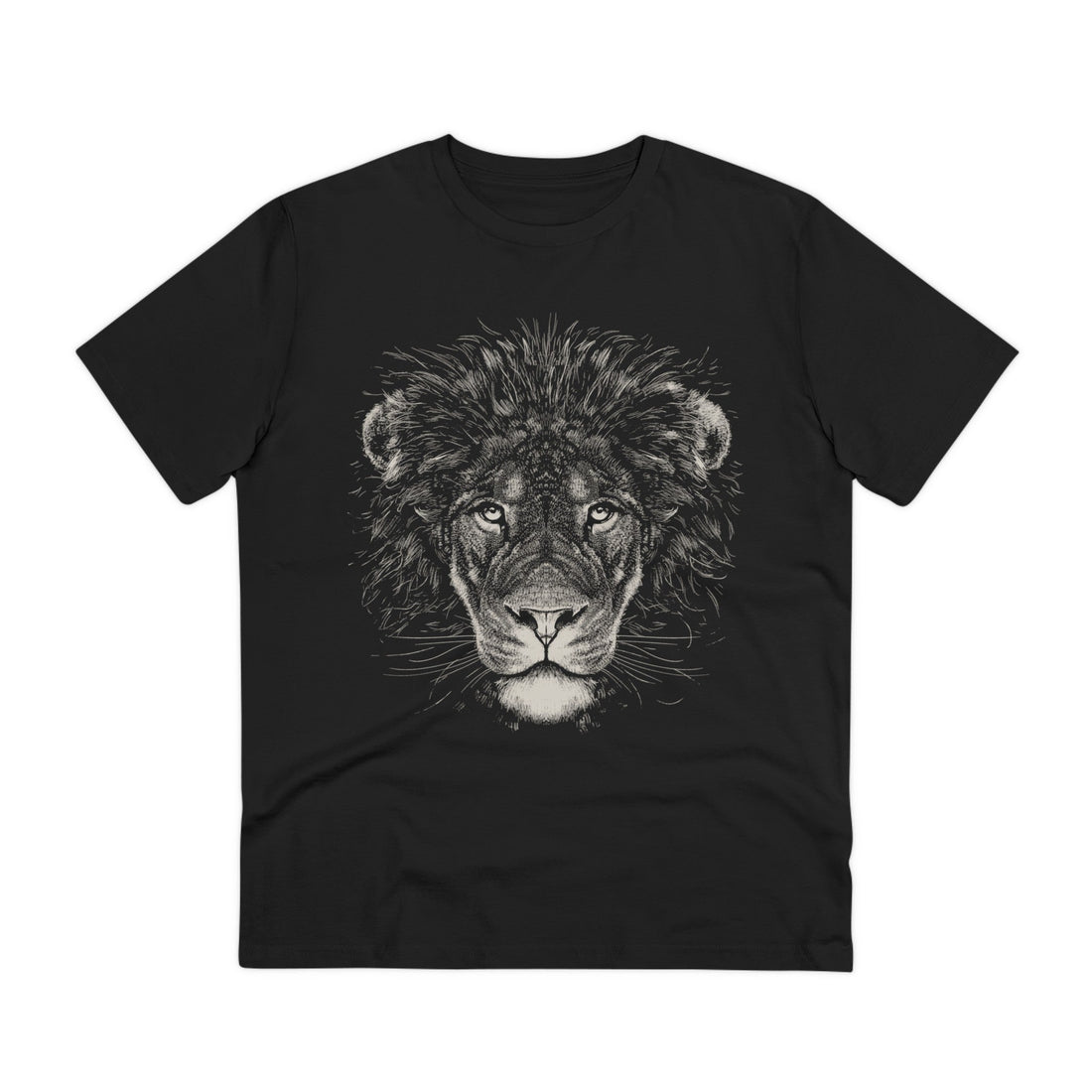 Printify T-Shirt Black / 2XS Lion Monochrome - Streetwear - Reality Check - Front Design