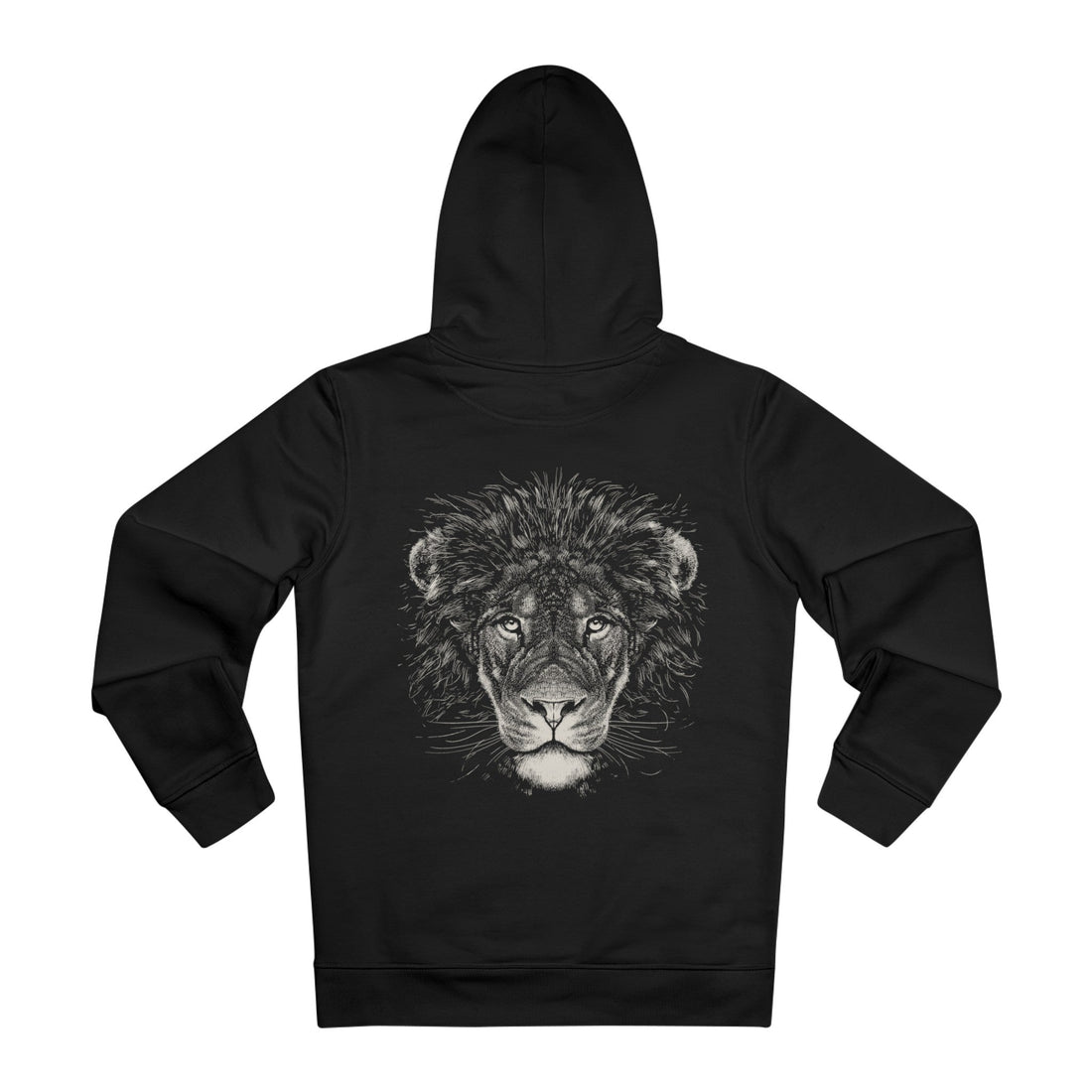 Printify Hoodie Black / 2XL Lion Monochrome - Streetwear - Reality Check - Hoodie - Back Design