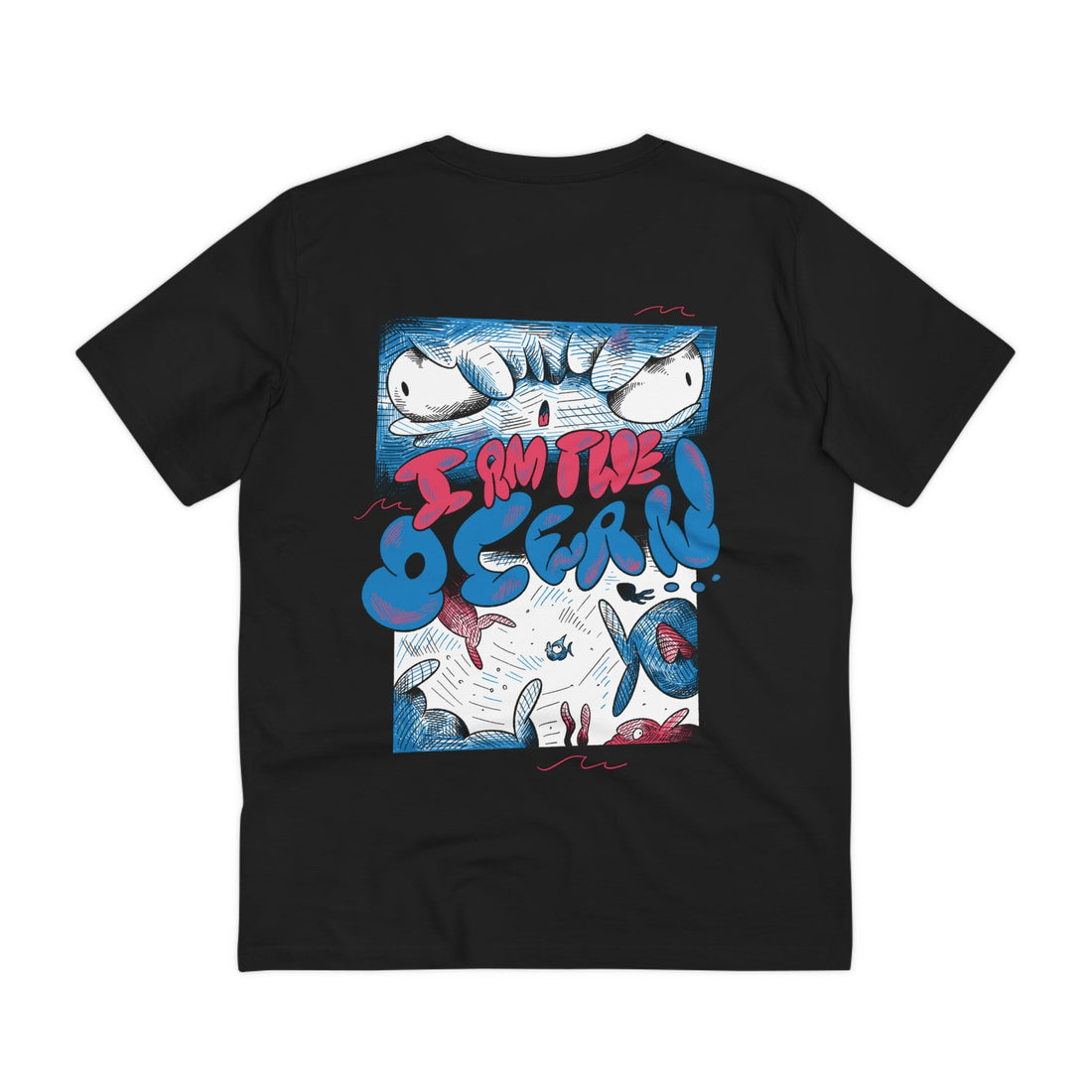 Printify T-Shirt Black / 2XS Little Fish I am the Ocearn - Sea Creatures - Back Design