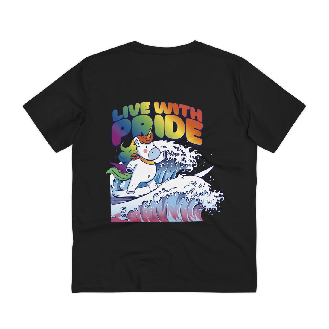 Printify T-Shirt Black / 2XS Live with Pride Unicorn - Unicorn World - Back Design