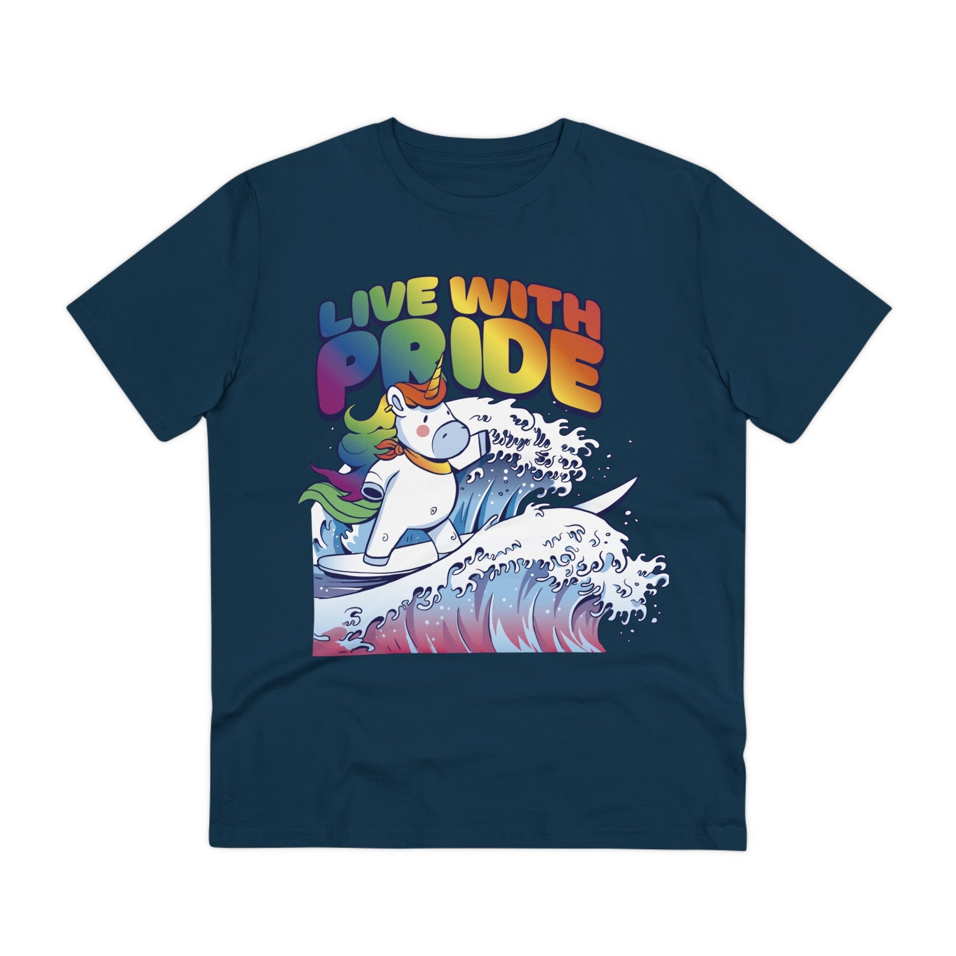 Printify T-Shirt French Navy / 2XS Live with Pride Unicorn - Unicorn World - Front Design