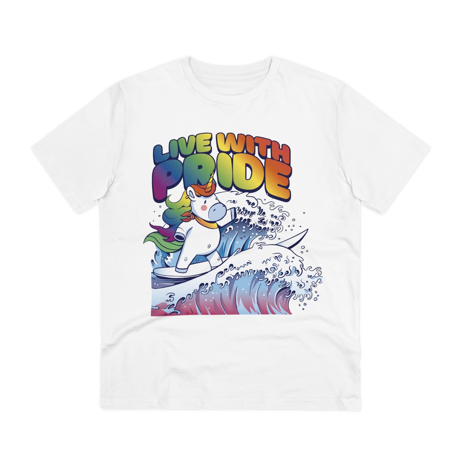 Printify T-Shirt White / 2XS Live with Pride Unicorn - Unicorn World - Front Design