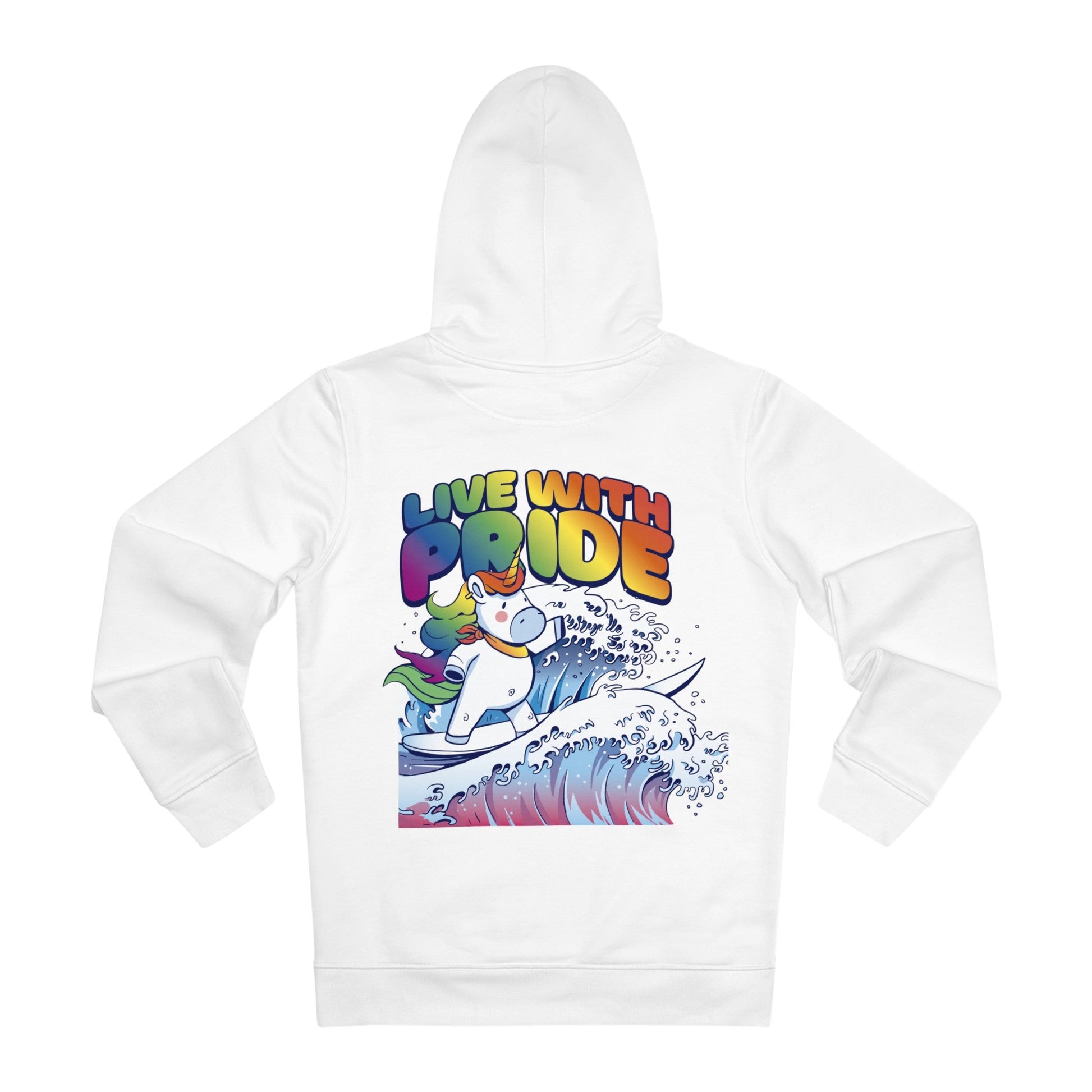 Printify Hoodie White / S Live with Pride Unicorn - Unicorn World - Hoodie - Back Design