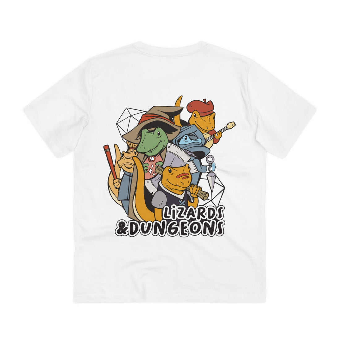 Printify T-Shirt White / 2XS Lizards and Dungeons - Dungeons and Animals - Back Design