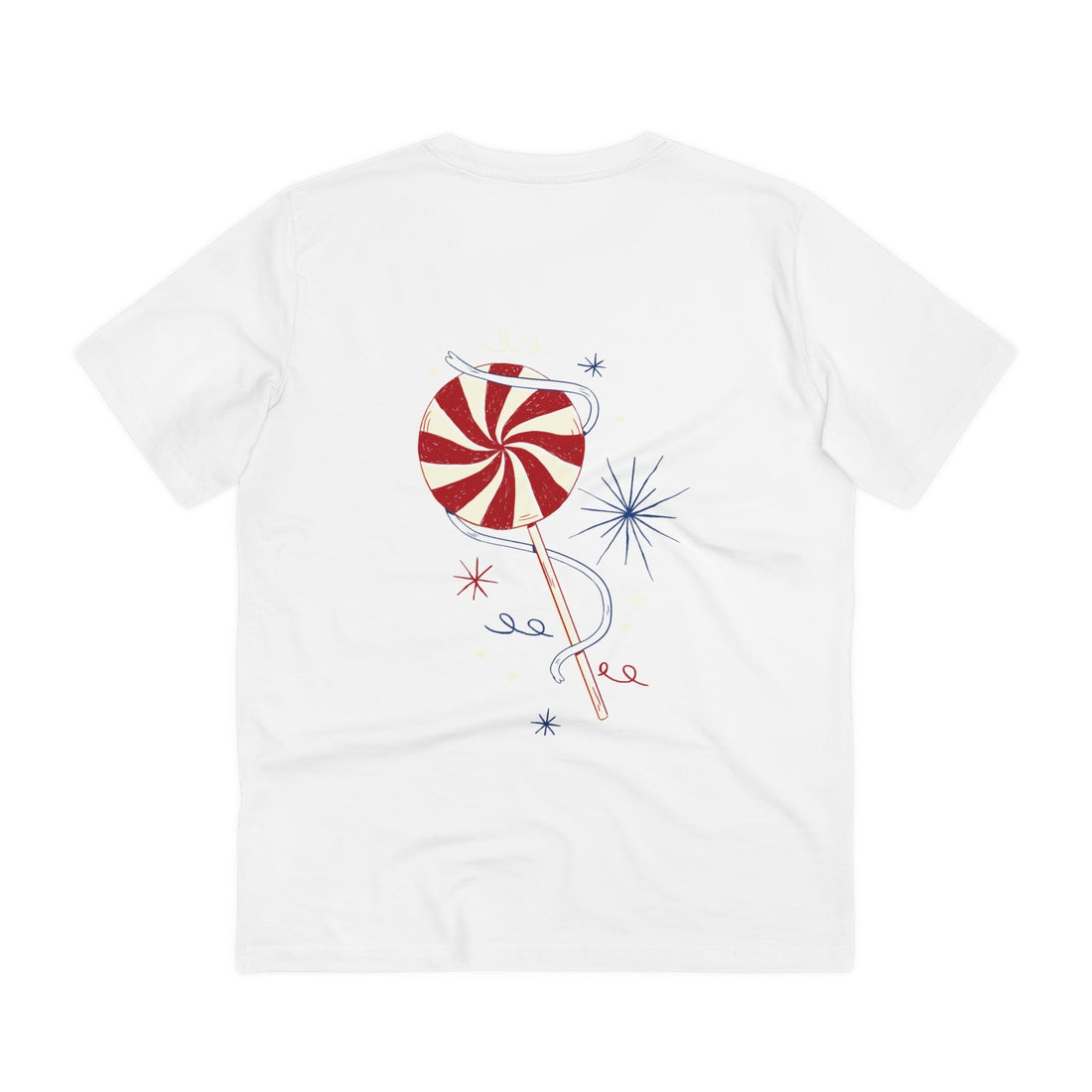 Printify T-Shirt White / 2XS Lollipop - Retro Doodled Food - Back Design
