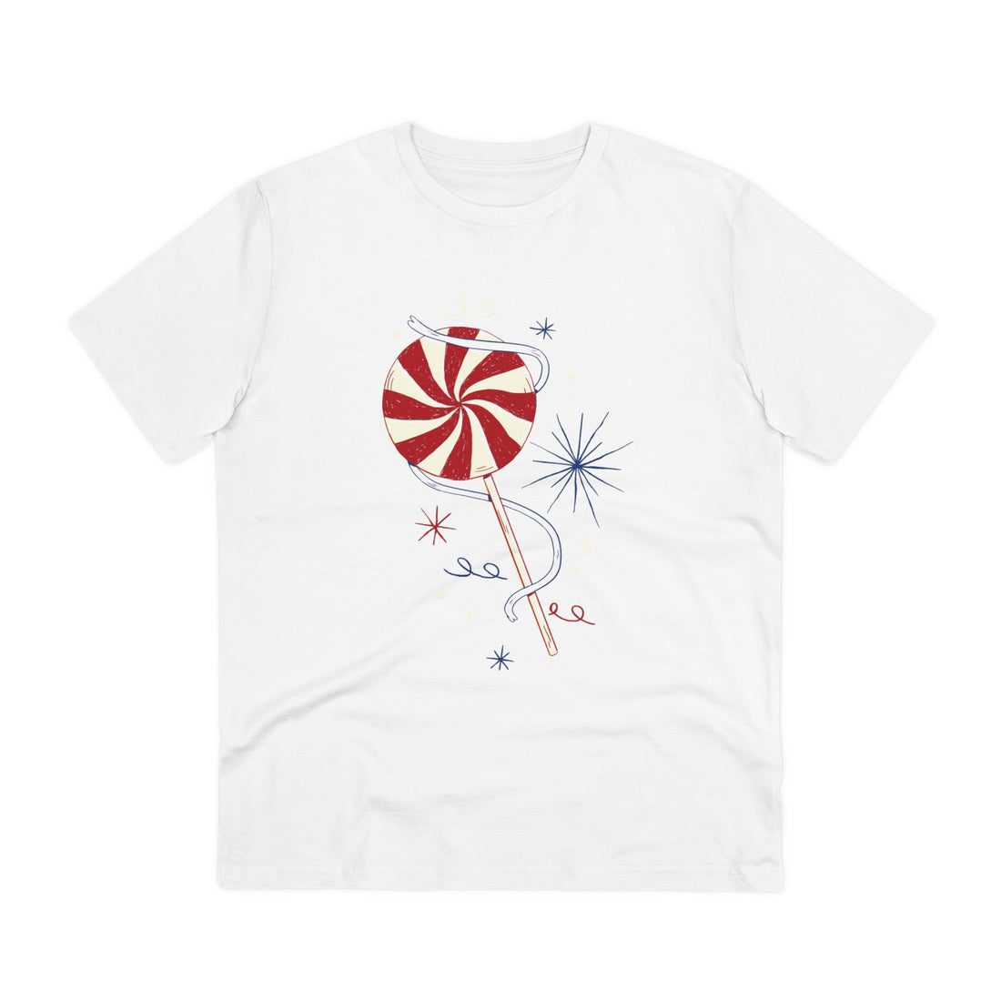 Printify T-Shirt White / 2XS Lollipop - Retro Doodled Food - Front Design