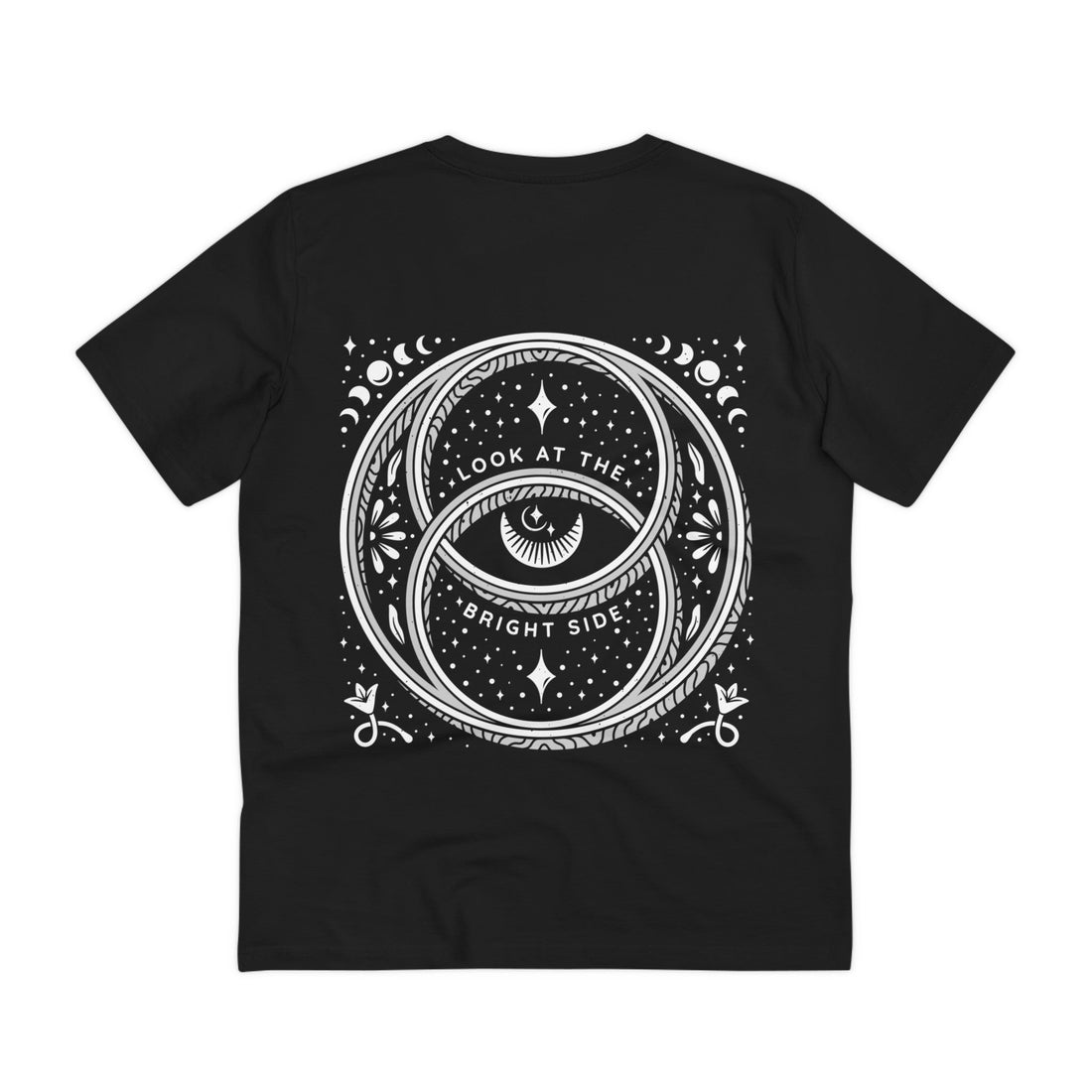 Printify T-Shirt Black / 2XS Look at the Bright Side - Universe Quotes - Back Design