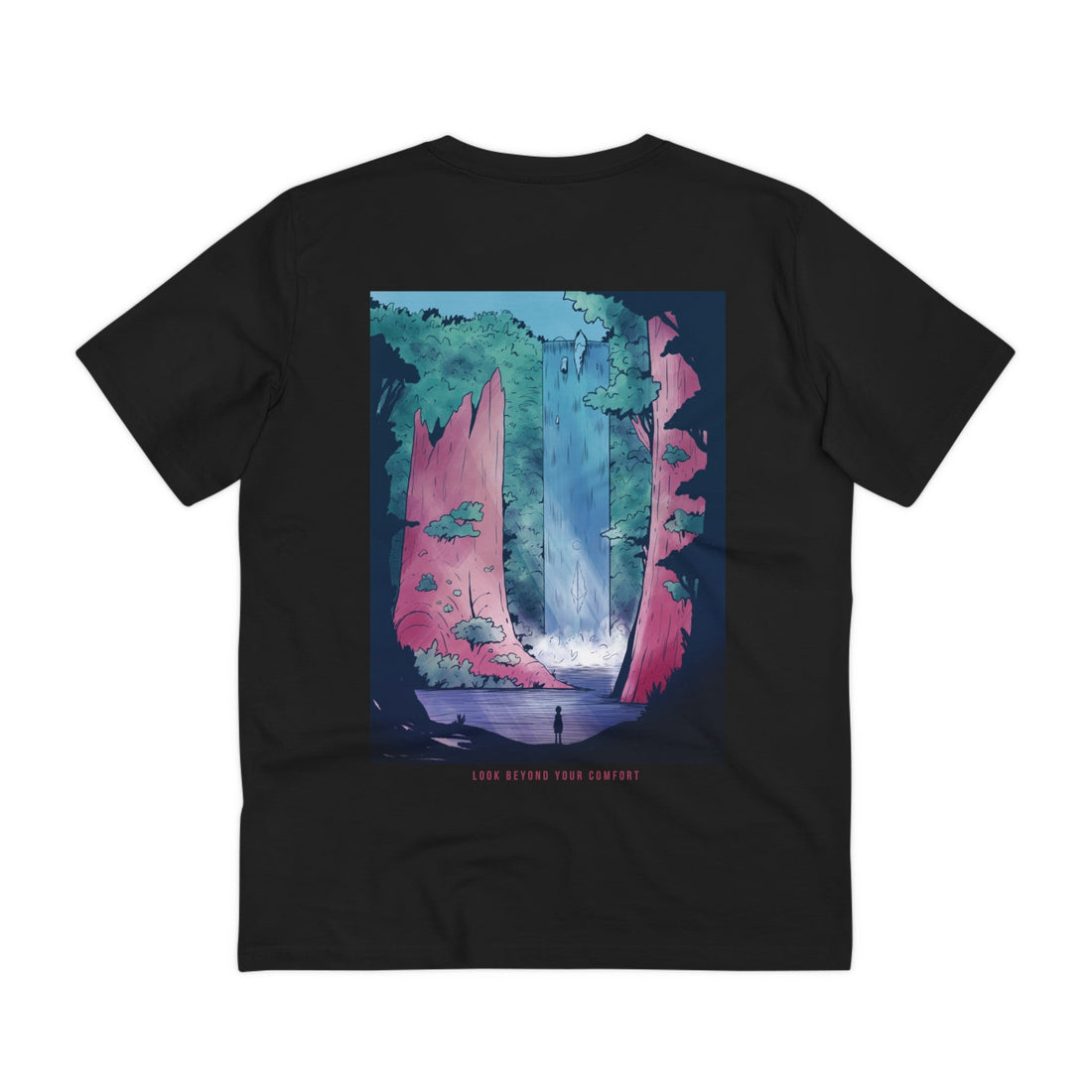 Printify T-Shirt Black / 2XS Look beyond your comfort - Watercolor Fantasy - Back Design