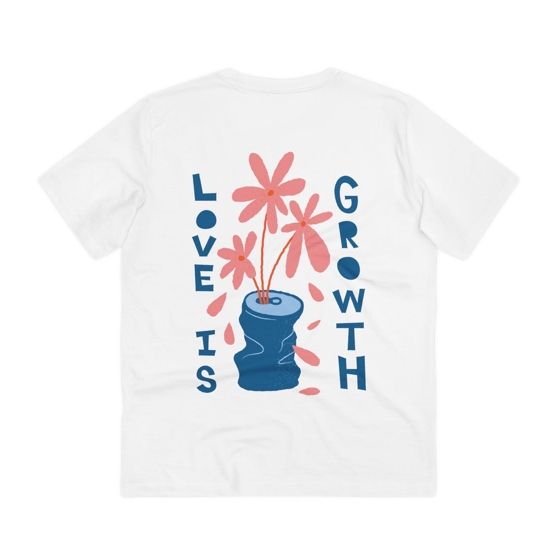 Printify T-Shirt White / 2XS Love is growth - Blooming Flowers - Back Design