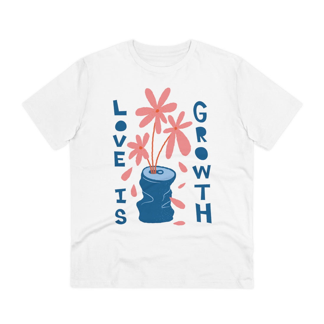 Printify T-Shirt White / 2XS Love is growth - Blooming Flowers - Front Design