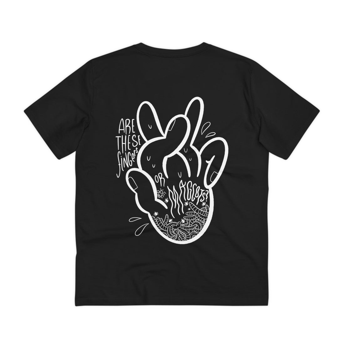 Printify T-Shirt Black / 2XS Maggot fingers fear - Doodle Fears - Back Design