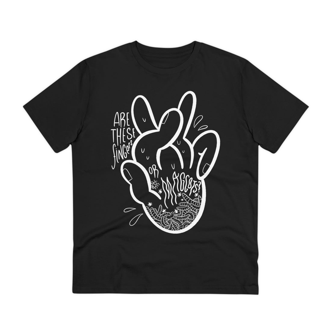 Printify T-Shirt Black / 2XS Maggot fingers fear - Doodle Fears - Front Design
