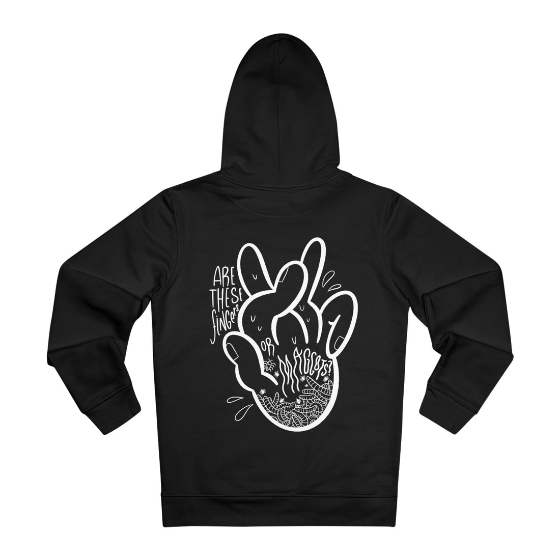 Printify Hoodie Black / M Maggot fingers fear - Doodle Fears - Hoodie - Back Design