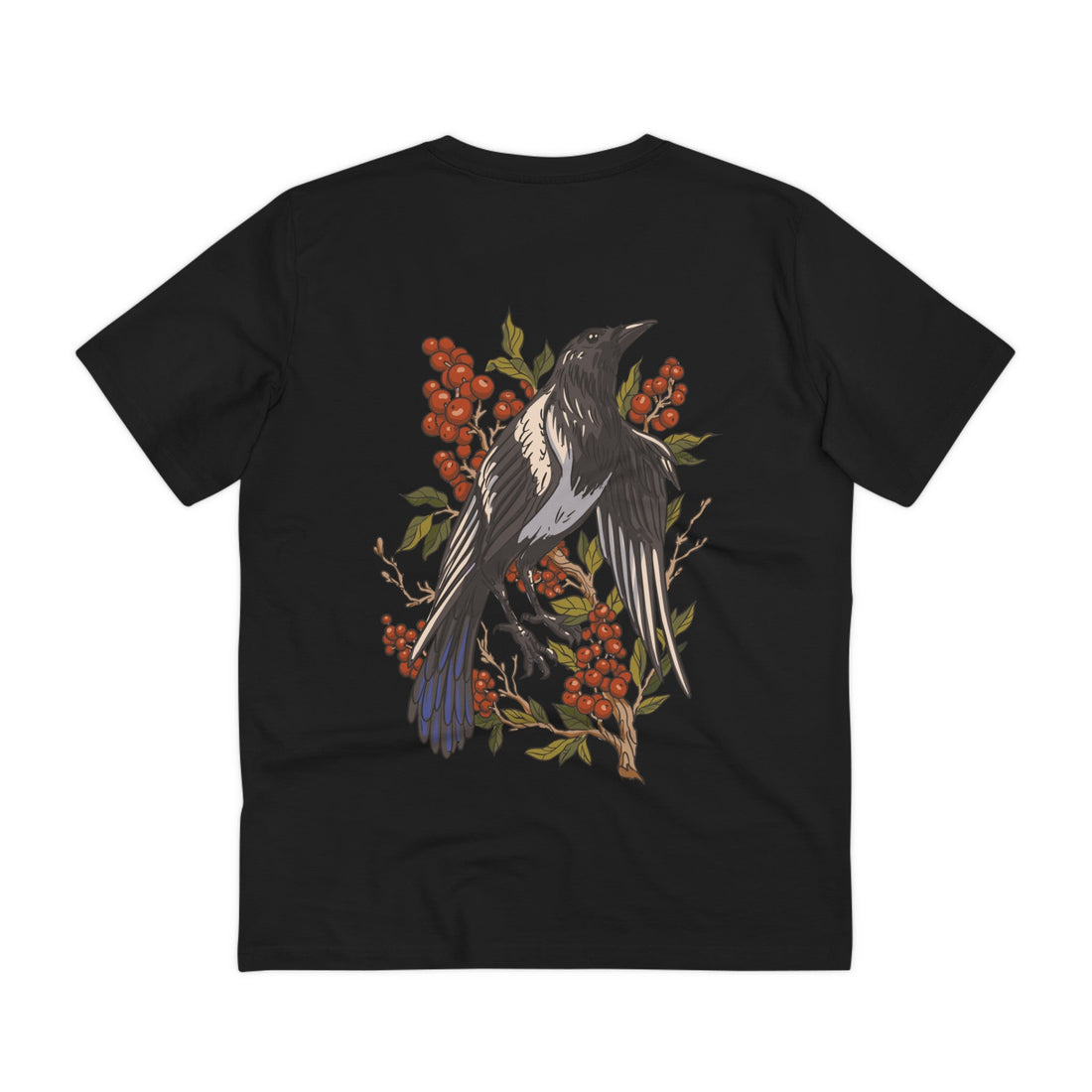 Printify T-Shirt Black / 2XS Magpie - Animals in Nature - Back Design