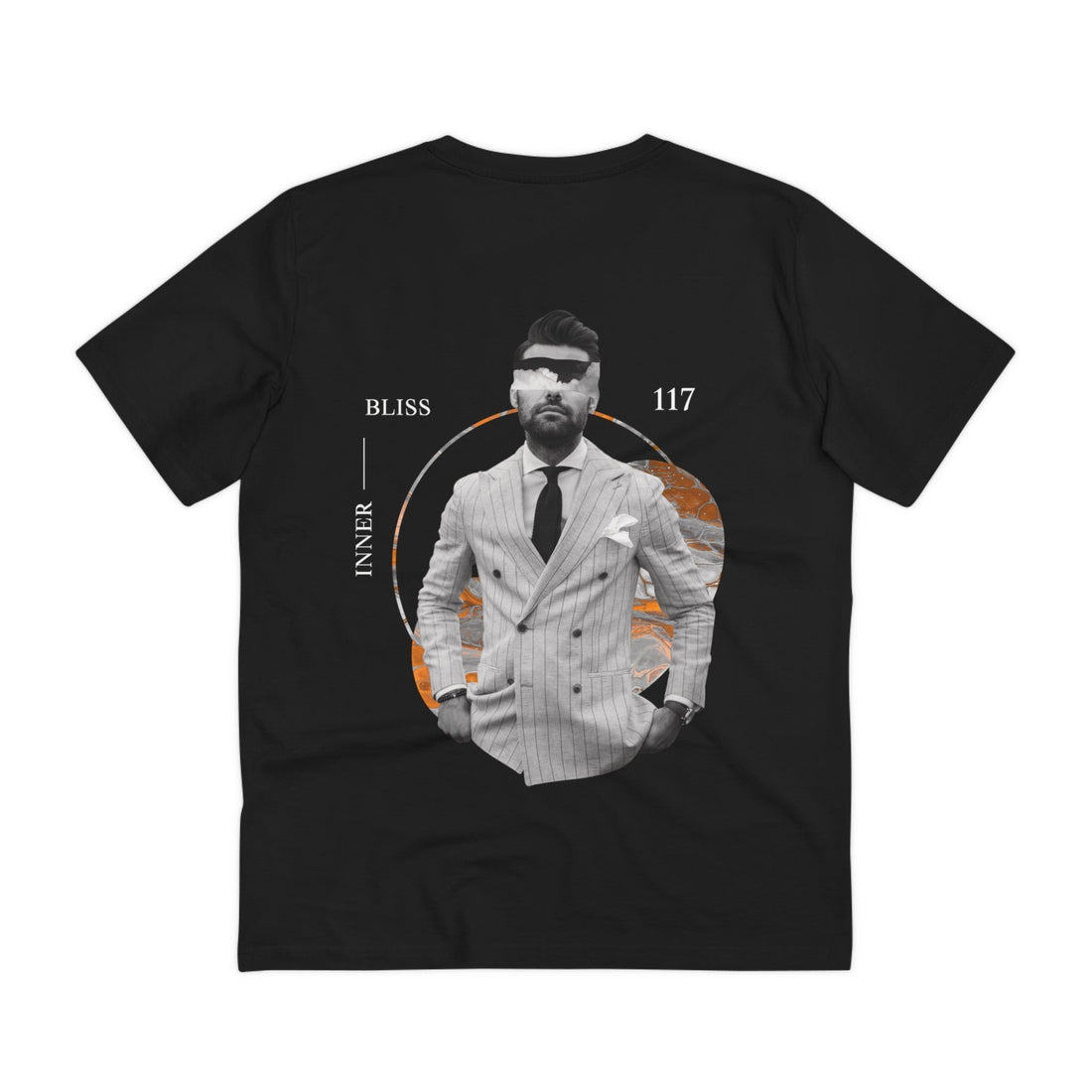Printify T-Shirt Black / 2XS Man in Suit - Modern Collage - Back Design