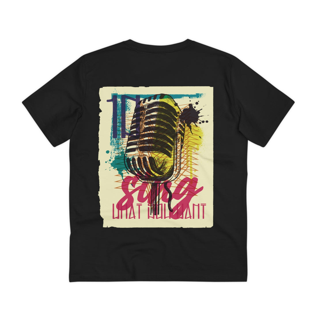 Printify T-Shirt Black / 2XS Microphone sing - Urban Graffiti - Back Design