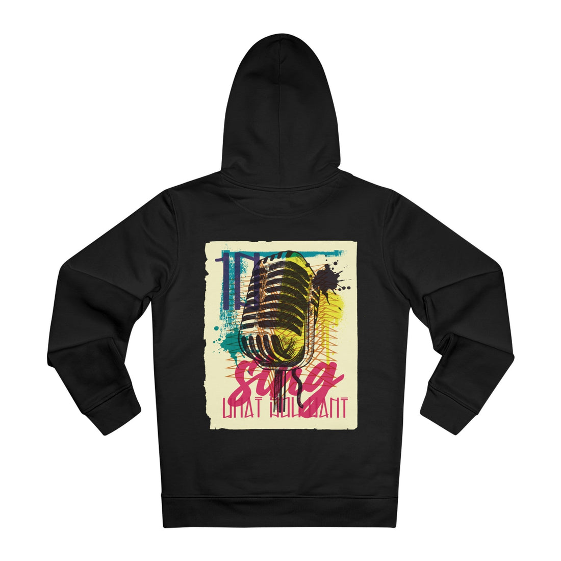 Printify Hoodie Black / M Microphone sing - Urban Graffiti - Hoodie - Back Design