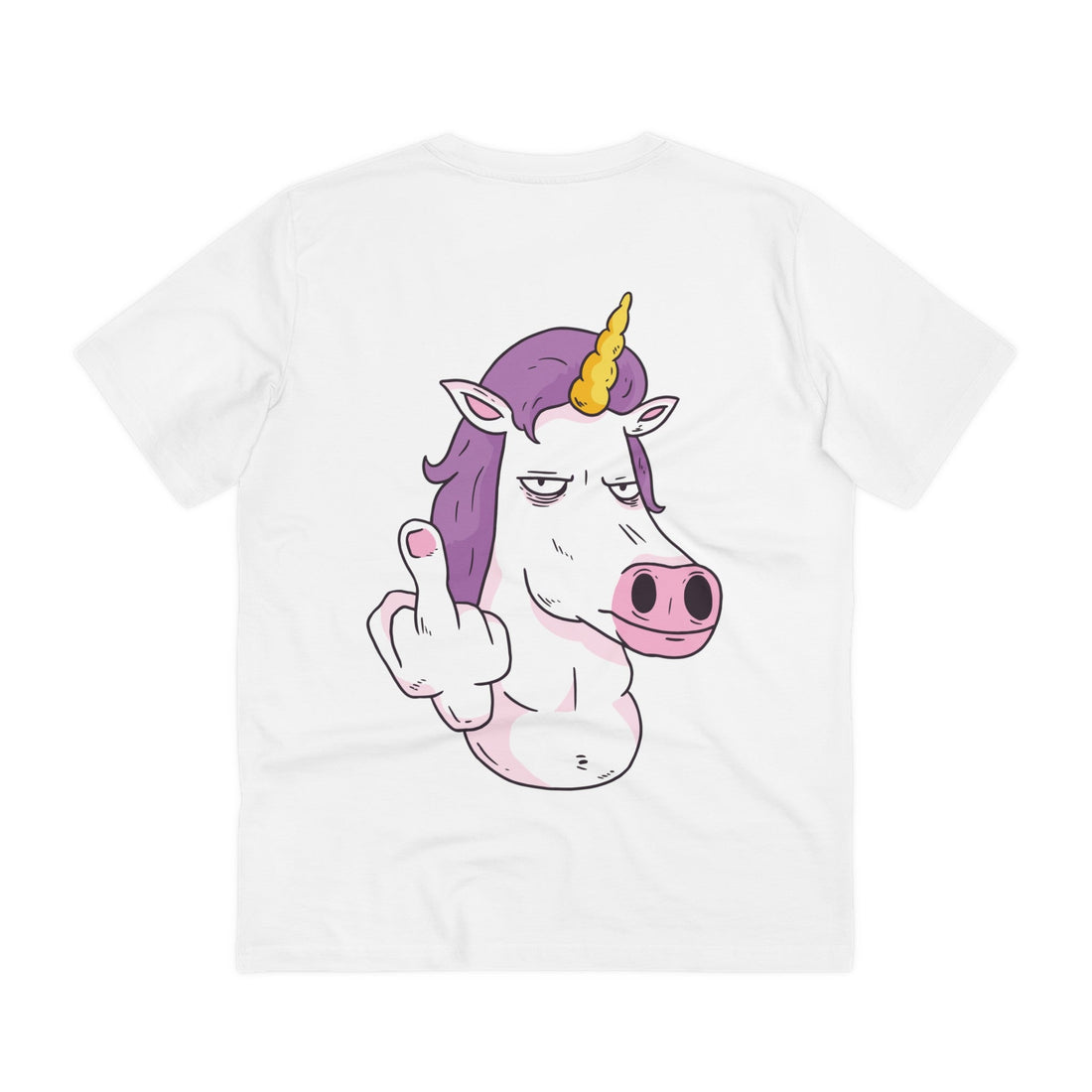 Printify T-Shirt White / 2XS Middle Finger Unicorn - Unicorn World - Back Design