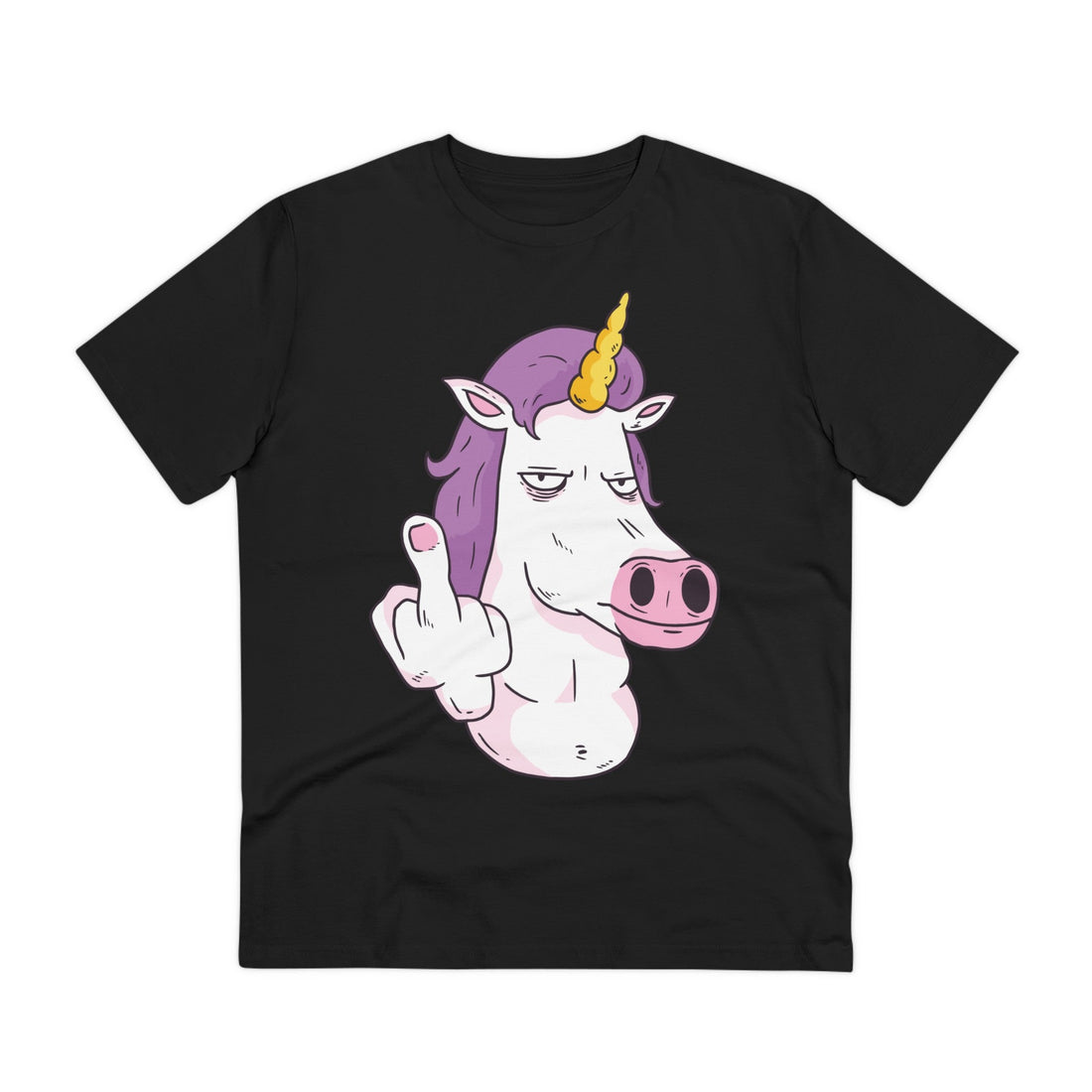 Printify T-Shirt Black / 2XS Middle Finger Unicorn - Unicorn World - Front Design