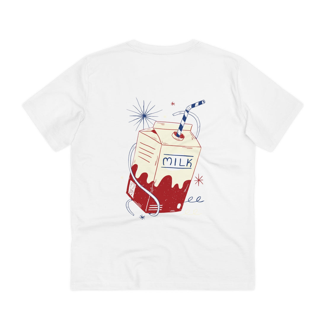 Printify T-Shirt White / 2XS Milk Drink - Retro Doodled Food - Back Design
