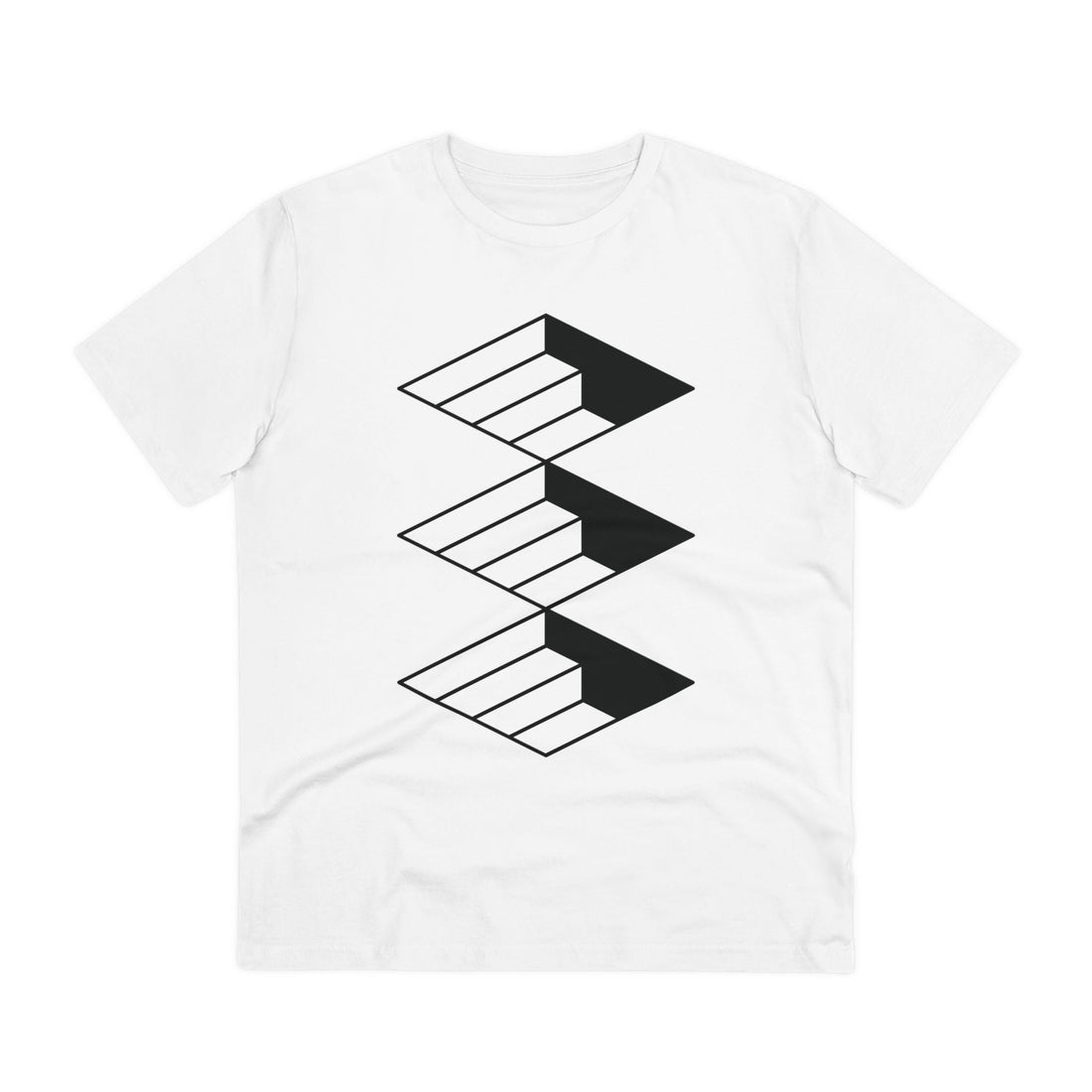 Printify T-Shirt White / 2XS Minimal Geometric Treppen - Streetwear - Berlin Reality - Front Design