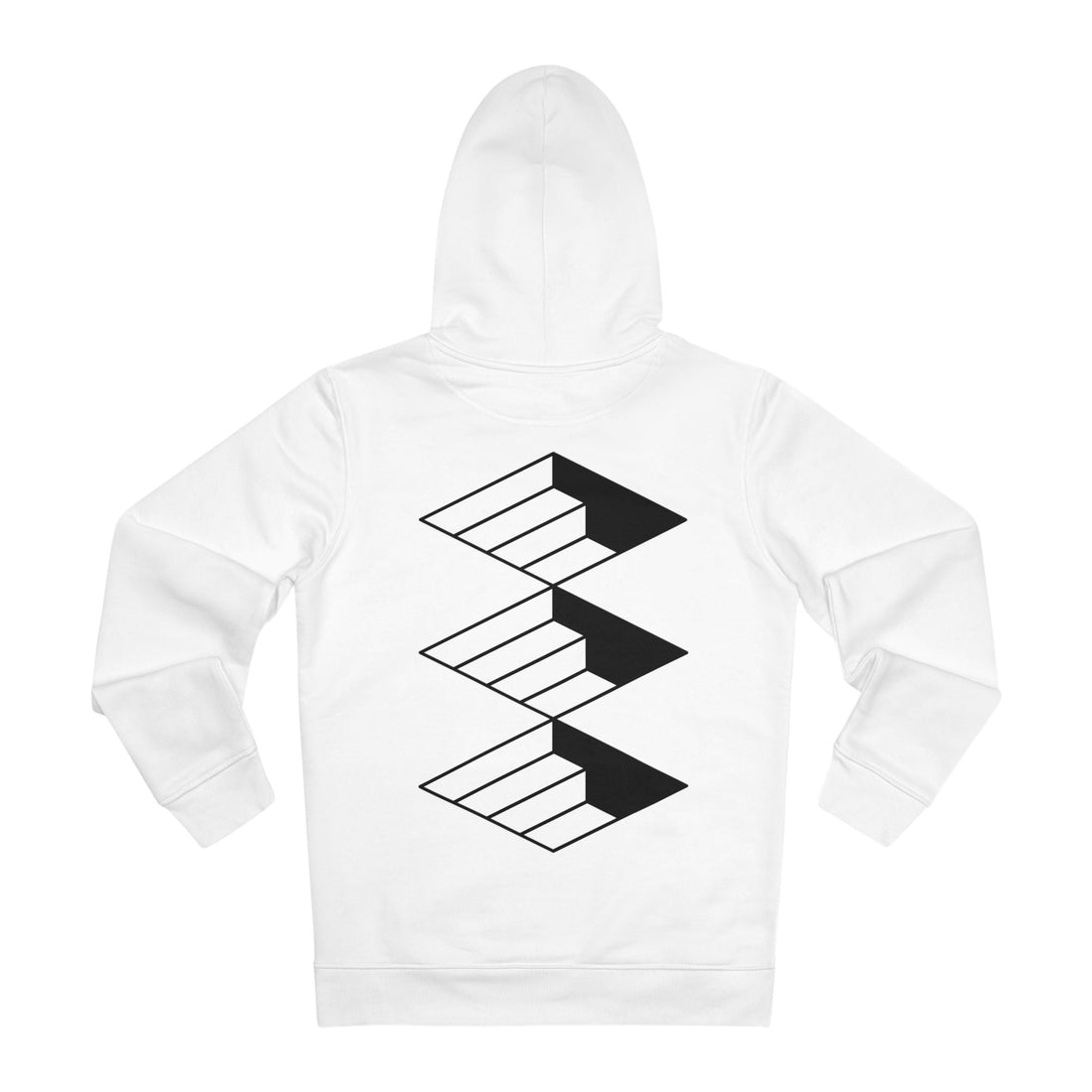 Printify Hoodie White / S Minimal Geometric Treppen - Streetwear - Berlin Reality - Hoodie - Back Design