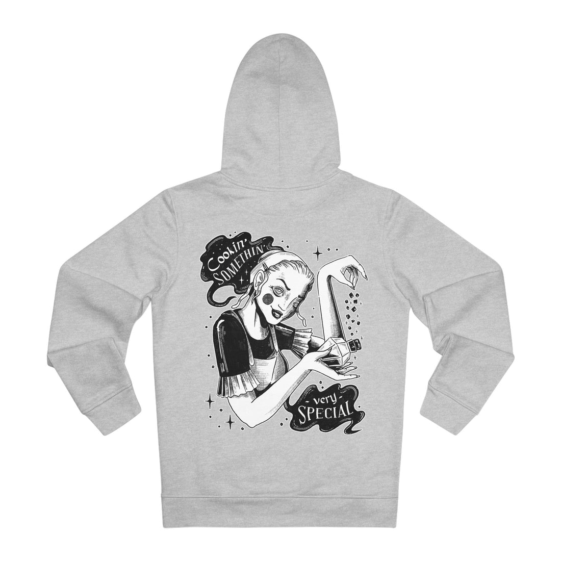 Printify Hoodie Heather Grey / S Modern Witch Potion - Dark Magic in Black & White - Hoodie - Back Design