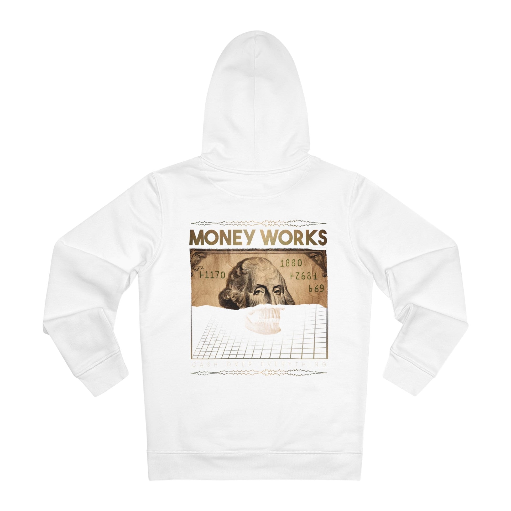 Printify Hoodie White / S Money Works Cash over everything - Streetwear - King Breaker - Hoodie - Back Design