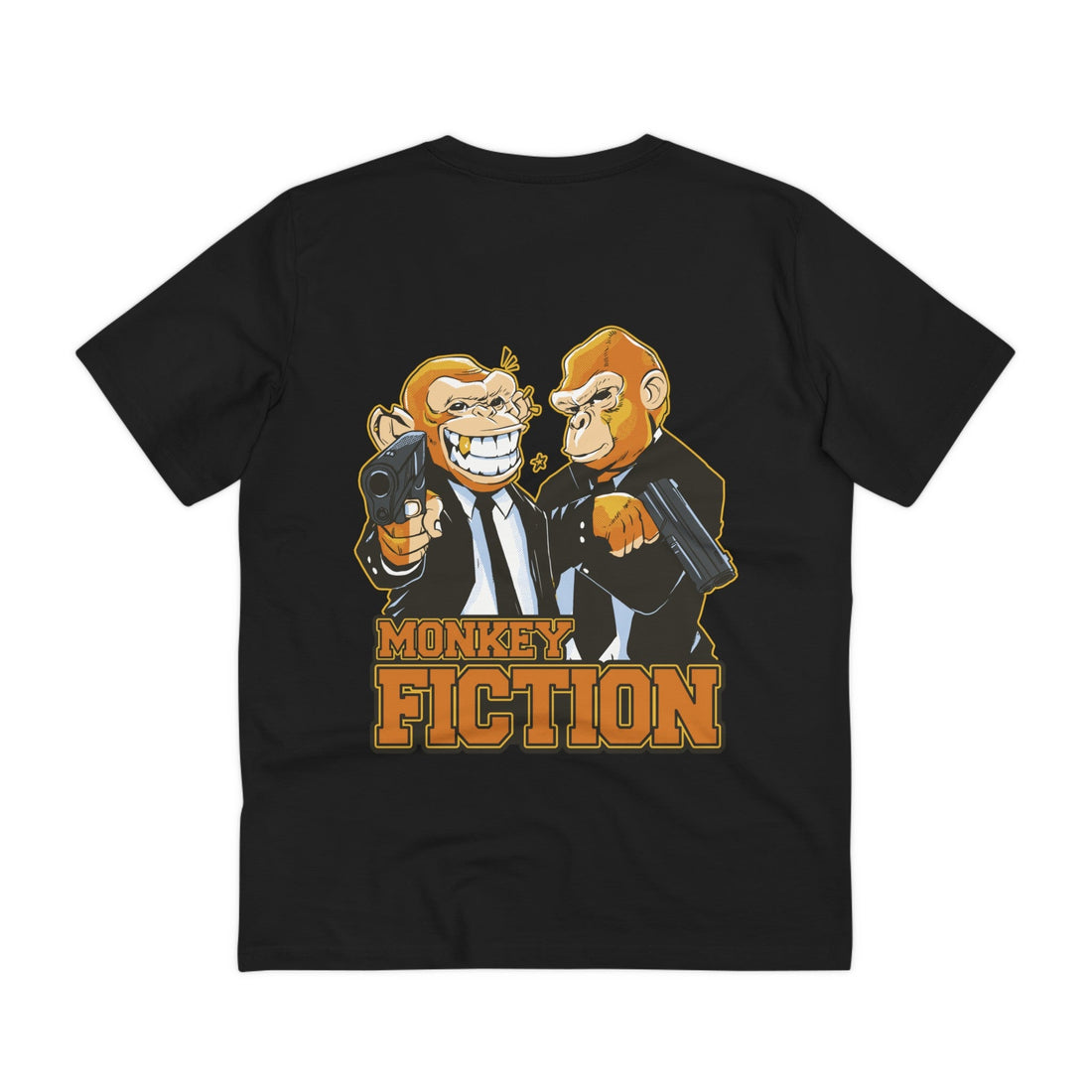 Printify T-Shirt Black / 2XS Monkey Fiction - Film Parodie - Back Design