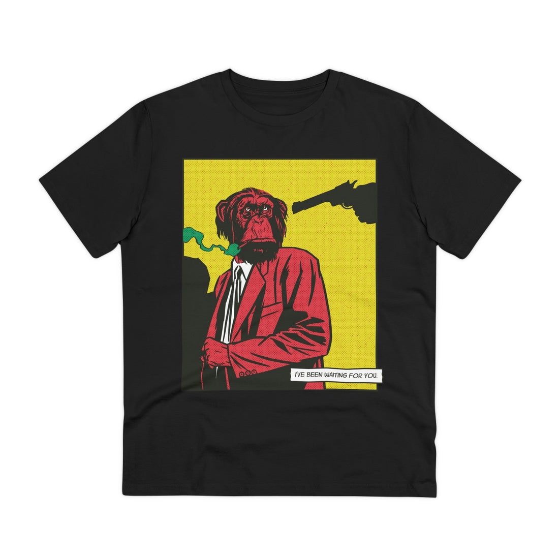Printify T-Shirt Black / 2XS Monkey smoking - Comic Mafia - Front Design