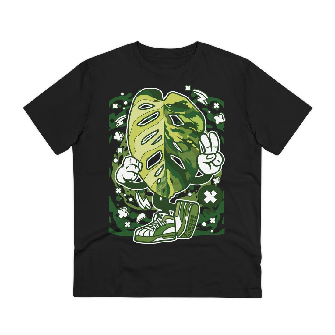 Printify T-Shirt Black / 2XS Monstera Adansonii Varigated - Cartoon Plants - Front Design