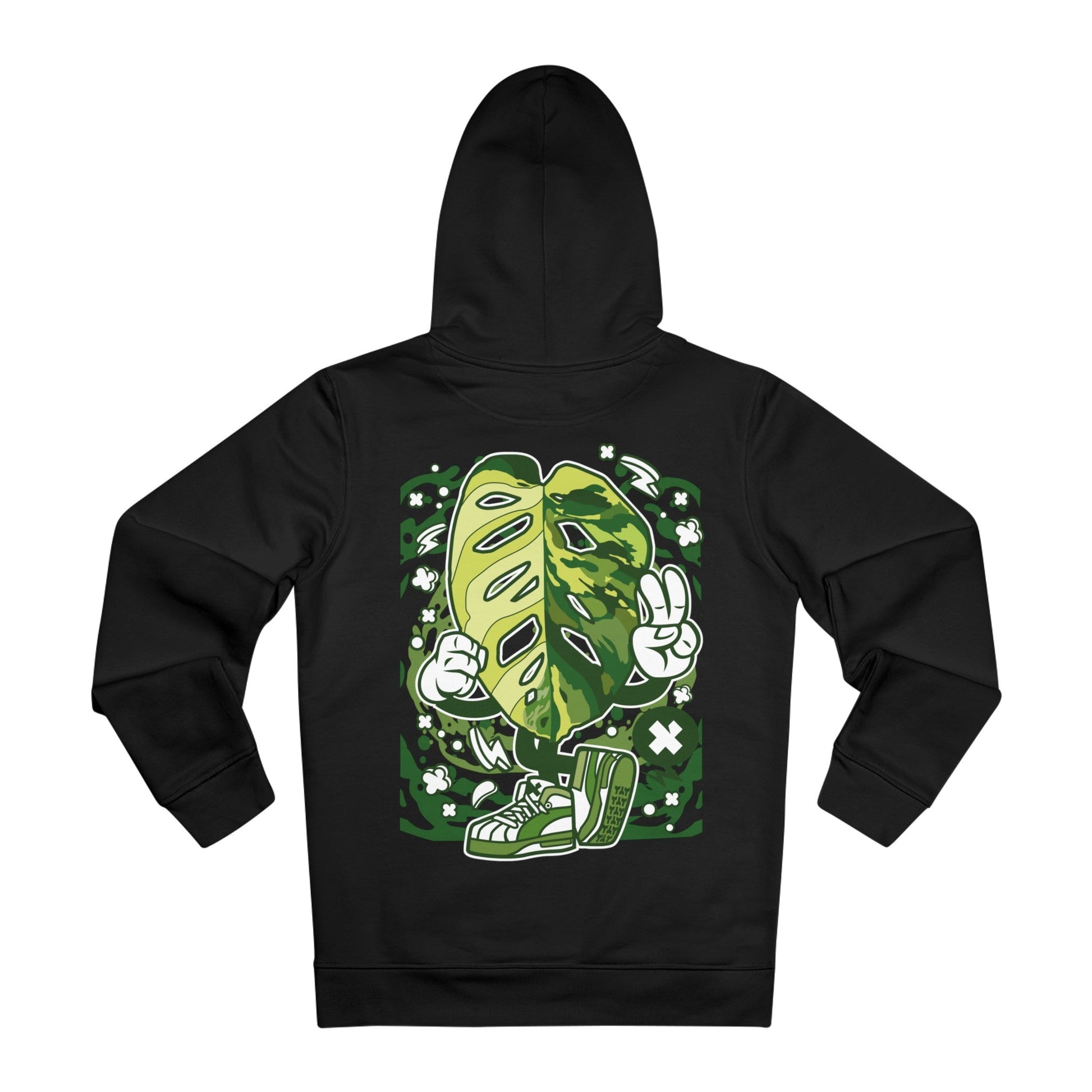 Printify Hoodie Black / 2XL Monstera Adansonii Varigated - Cartoon Plants - Hoodie - Back Design
