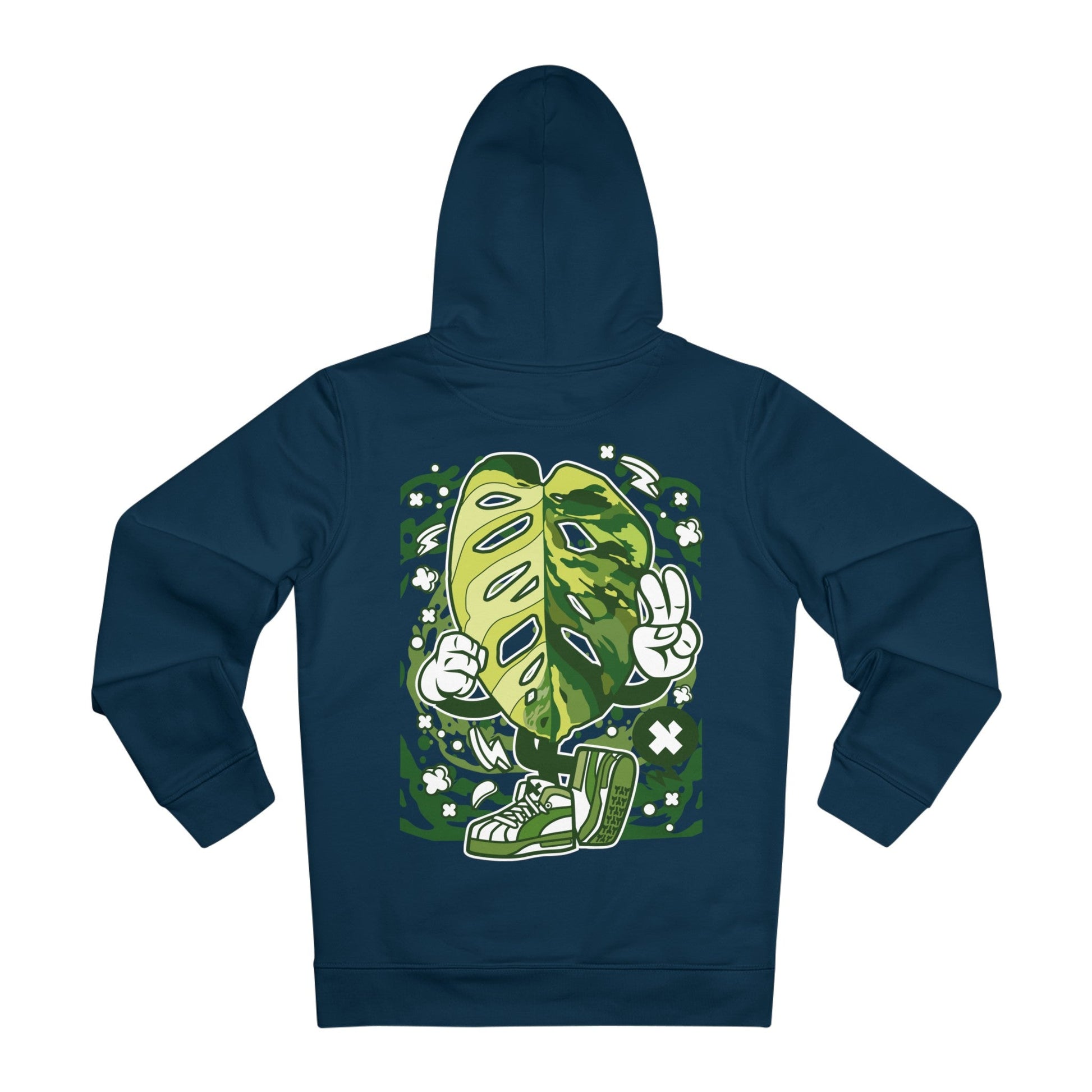 Printify Hoodie French Navy / S Monstera Adansonii Varigated - Cartoon Plants - Hoodie - Back Design