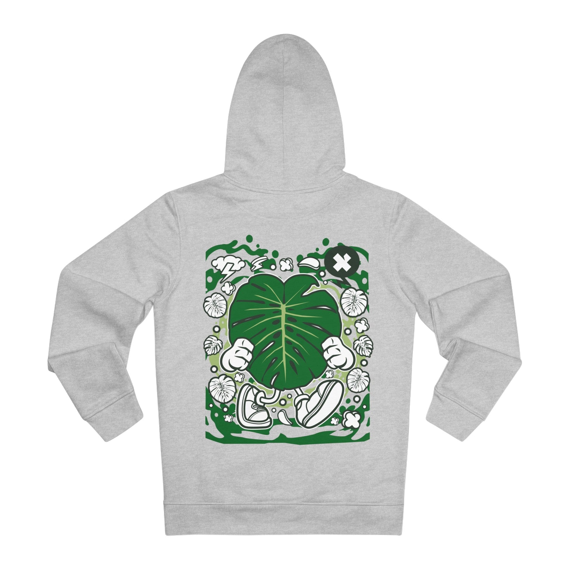 Printify Hoodie Heather Grey / S Monstera Deliciosa - Cartoon Plants - Hoodie - Back Design