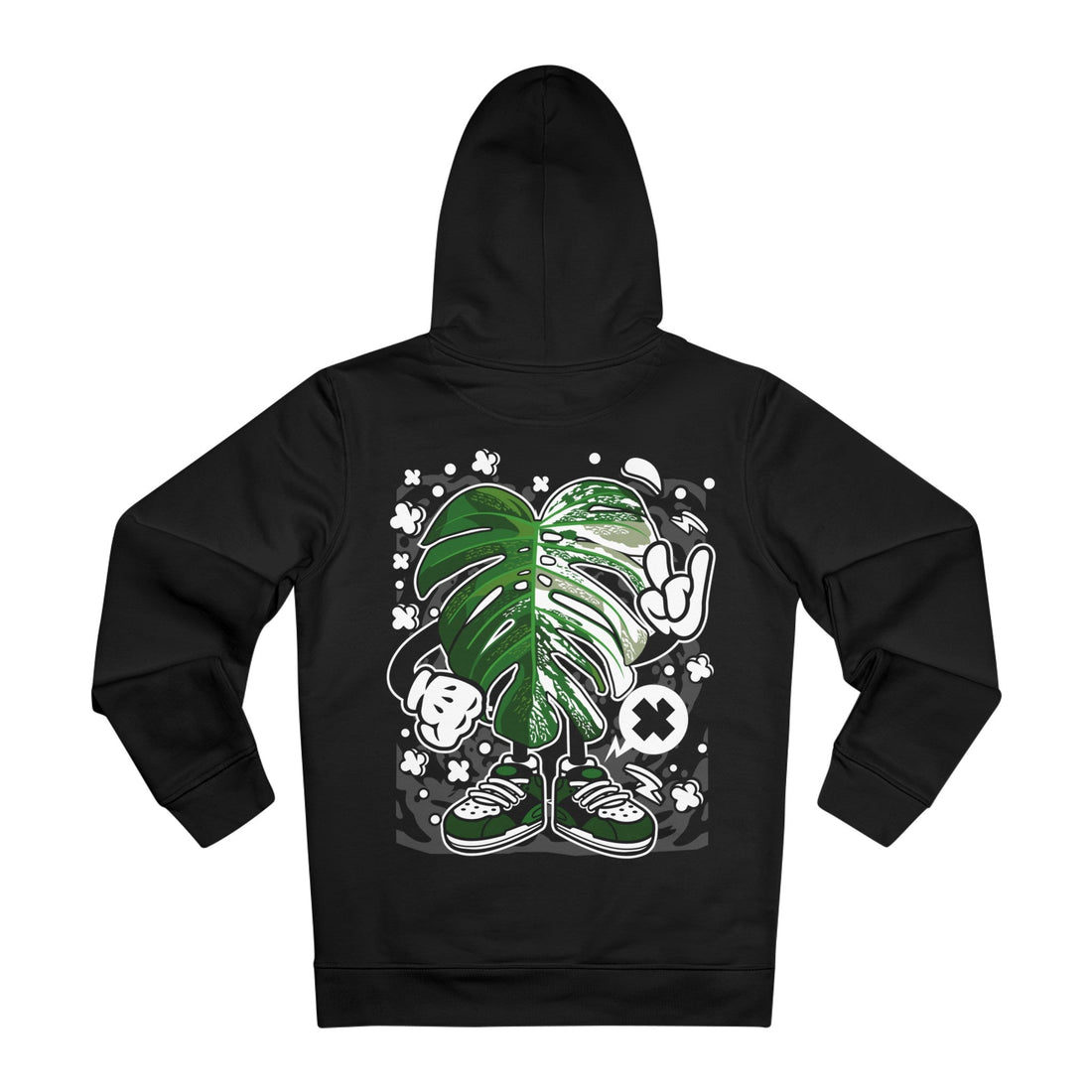 Printify Hoodie Black / 2XL Monstera Varigated - Cartoon Plants - Hoodie - Back Design