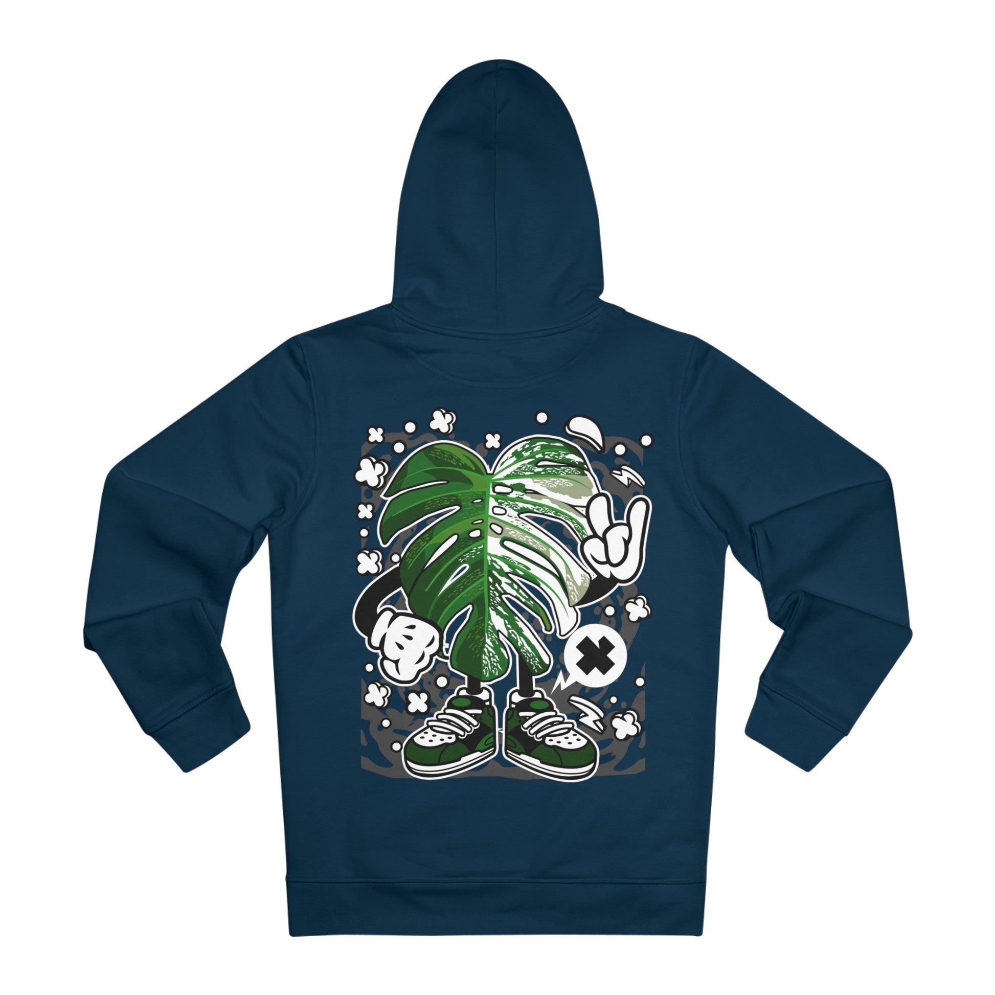Printify Hoodie French Navy / S Monstera Varigated - Cartoon Plants - Hoodie - Back Design