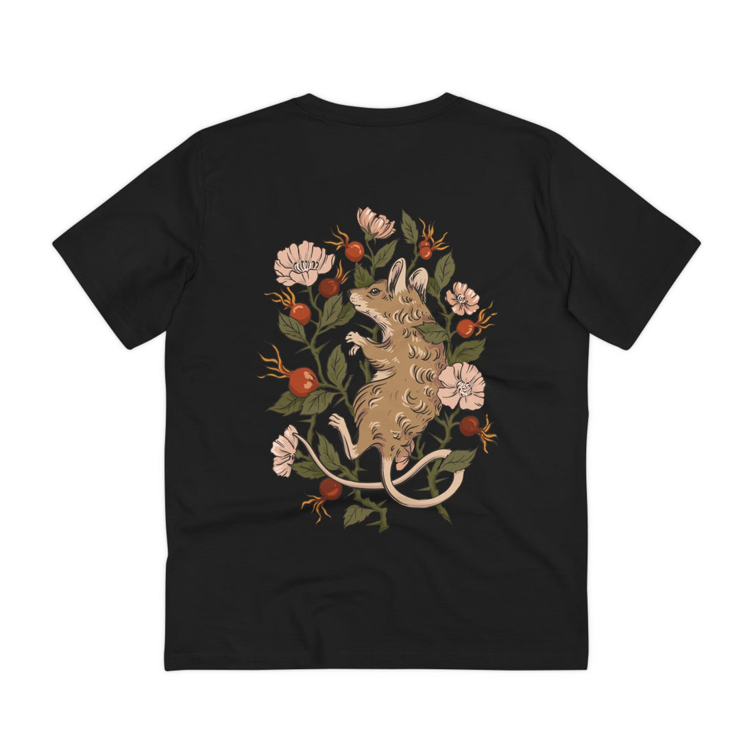 Printify T-Shirt Black / 2XS Mouse - Animals in Nature - Back Design