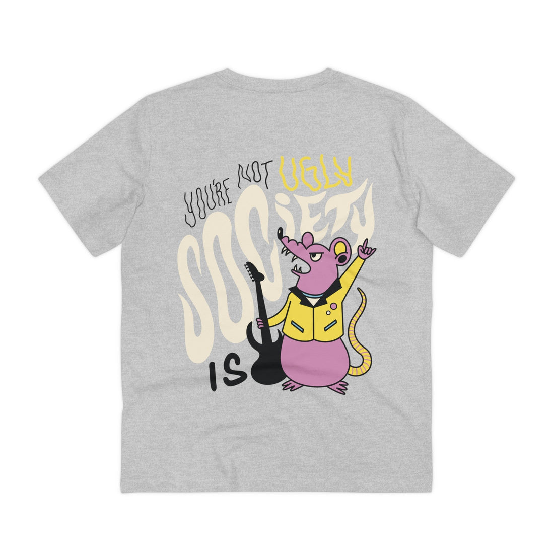 Printify T-Shirt Heather Grey / 2XS Mouse you´re not ugly society is - Punk Animals - Back Design