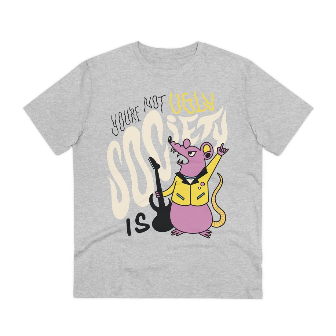 Printify T-Shirt Heather Grey / 2XS Mouse you´re not ugly society is - Punk Animals - Front Design