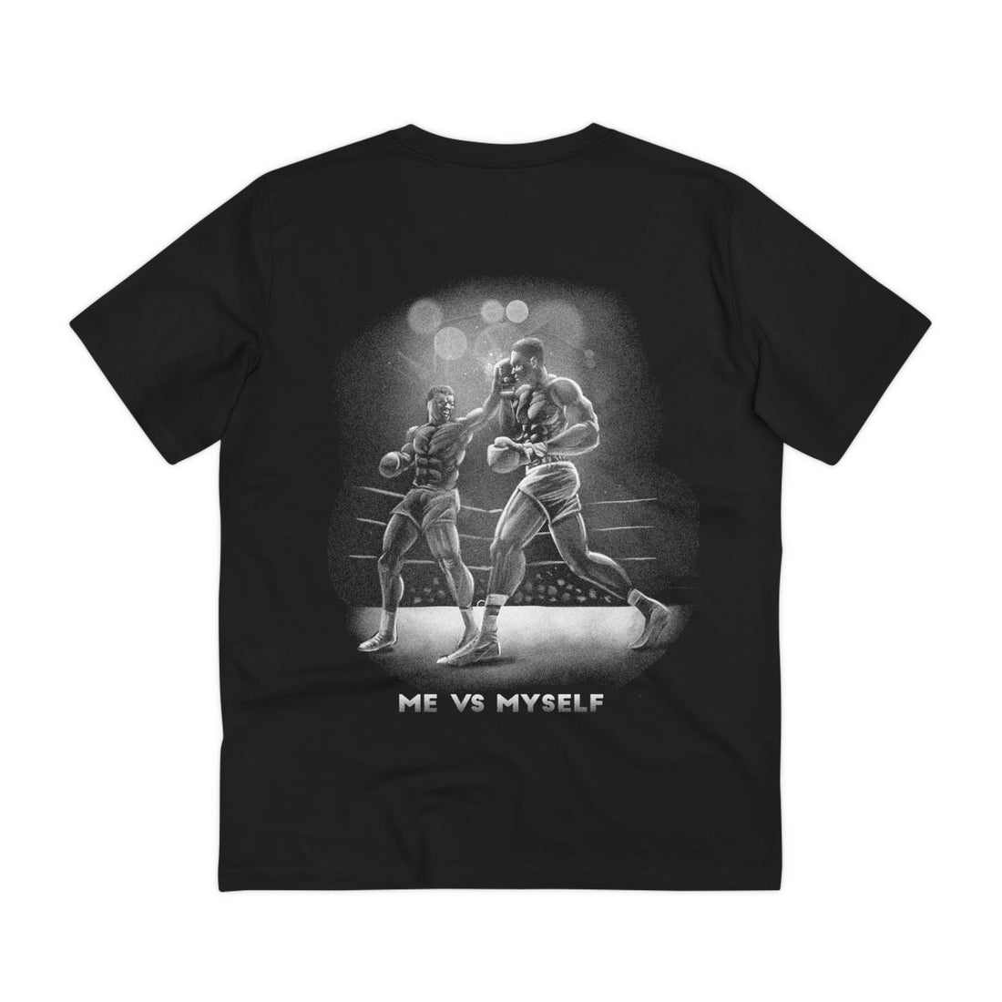 Printify T-Shirt Black / 2XS Muhammad Ali Monochrome Me vs Myself Boxing - Streetwear - Reality Check - Back Design