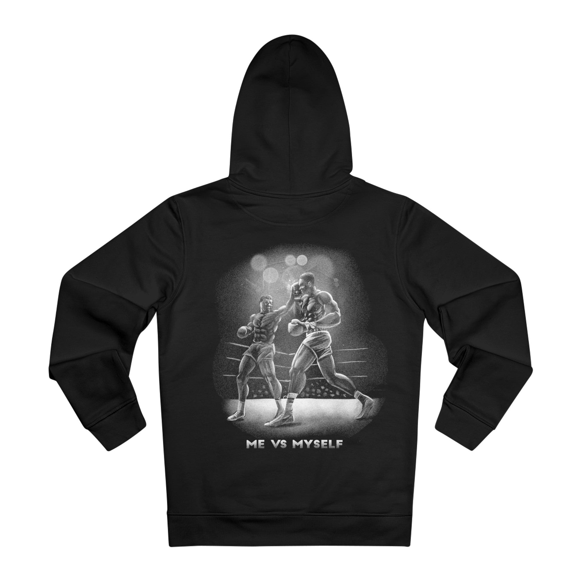 Printify Hoodie Black / 2XL Muhammad Ali Monochrome Me vs Myself Boxing - Streetwear - Reality Check - Hoodie - Back Design