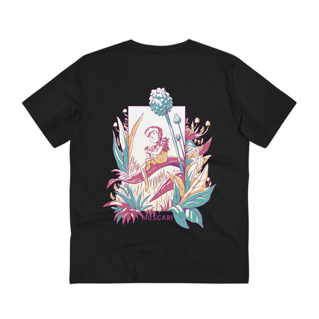 Printify T-Shirt Black / 2XS Muscari - Flowers with Fairies - Back Design